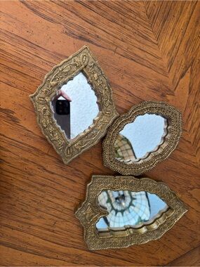 Ornate Gold Decorative Wall Mirrors - Set of 3